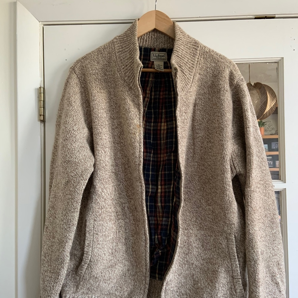 Lined LL Bean zip up cardigan